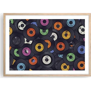 Obraz Plakát v rámu světlý dub obývací pokoj ložnice 70x50 deska hudba obraz