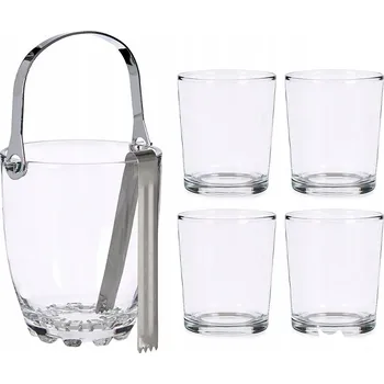 Sklenice ZNAČKOVÁ SADA Skleněný kyblík na led + 4 sklenice NA WHISKY DRINKY NÁPOJE AR