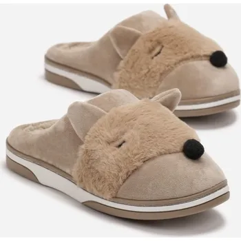 Dámské pantofle Roztomilé papuče s béžovou liškou C2-C2-42, VELIKOST 38/39