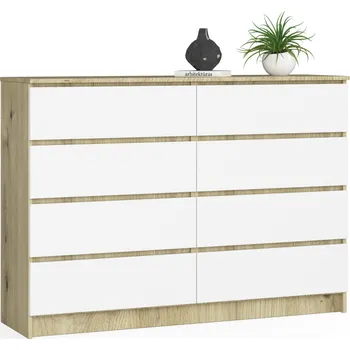 Dětská skříň KOMODA K140 8SZ CLP DUB ARTISAN / BÍLÁ
