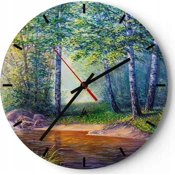 Hodiny Nástěnné hodiny do kuchyně 30x30 Krajina Skleněné hodiny do obýváku Tiché