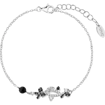 Náramek Stříbrný náramek se zirkony a broušeným sklem - motýli - AP539-8227