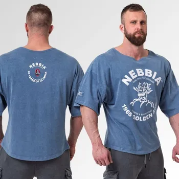 NEBBIA - Washed bavlnený rag top GOLDEN AGE 788 (blue) - XXL