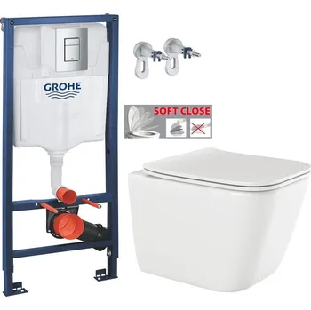 WC sada Grohe Rapid SL pro závěsné WC 38528SET s chromovou deskou + WC INVENA PAROS + SEDÁTKO 38772001 RO1