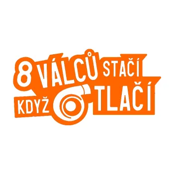 Samolepicí dekorace na vozidlo 8 válců stačí když turbo tlačí (73 - Fluorescentní oranžová) SAMOLEPKA NA AUTO, NÁLEPKA, FÓLIE, POLEP, TUNING, VLASTNÍ TEXT, TISK, AUTOSAMOLEPKY.cz, POLEPY, OBRÁZEK, LOGO, 3D STICKERS