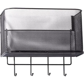 Úložný box Kovový závěsný košík na dveře s háčky