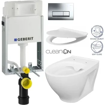 GEBERIT KOMBIFIXBasic vč. chromového tlačítka DELTA 51 + WC CERSANIT CLEANON MODUO + SEDÁTKO 110.100.00.1 51CR MO1