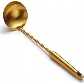Naběračka Zlatá naběračka na polévku, dlouhá naběračka 36 cm, zlaté příbory