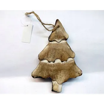 Vánoční dekorace Dřevěný vánoční stromeček závěs přírodní 15 cm ozdoba