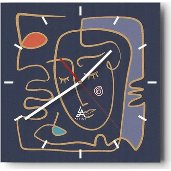 Hodiny Velké nástěnné hodiny 40x40 Portrét Skleněné hodiny Čtvercové Tiché