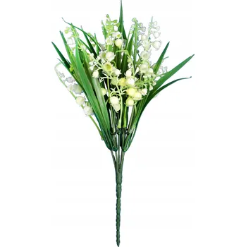 umělá květina KYTICE 5 VĚTVÍ S KONVALINKAMI 30 CM BÍLÁ, DOPLNĚK PRO ARANŽMÁ