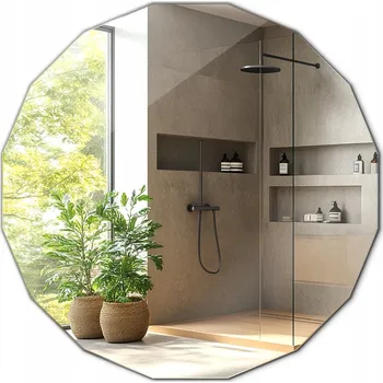 Zrcadlo Moderní Elegantní Zrcadlo na Zeď Mnohostěn Dekorativní do Koupelny 50 cm