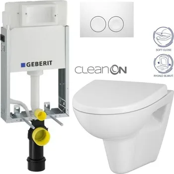 WC sada GEBERIT KOMBIFIXBasic vč. bílého tlačítka DELTA 21 + WC CERSANIT CLEANON PARVA + SEDÁTKO 110.100.00.1 21BI PA1
