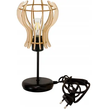 Lampička Noční lampa Stolní lampa loft LED E27 Dřevo