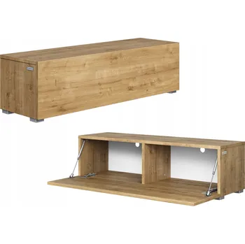 Televizní stolek TV stolek KIRA závěsný, 105 cm, TV skříňka, dub craft / zlatá mat