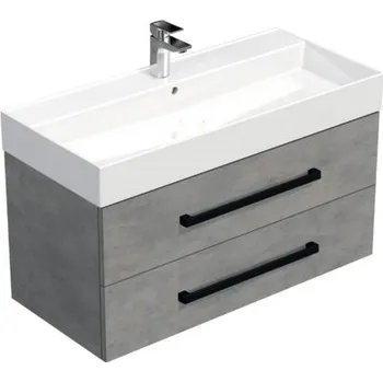 Koupelnový nábytek Koupelnová skříňka s černou úchytkou a umyvadlem SAT Cube Way 100x53x46 cm beton mat CUBE46C1002BESAT