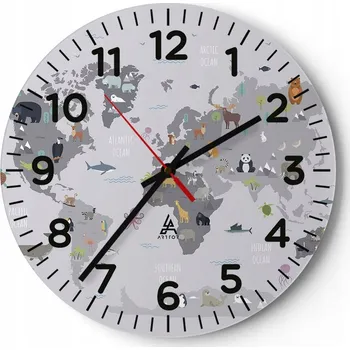Hodiny Nástěnné hodiny do obýváku 40x40 Mapa světa Skleněné hodiny Loft Tiché