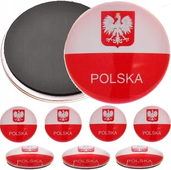 Obraz MAGNET NA LEDNIČKU SKLENĚNÝ VYPUKLÝ POLSKO SE ZNAKEM