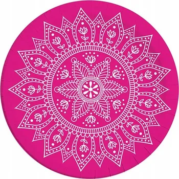 Talíř PAPÍROVÉ TALÍŘKY RŮŽOVÉ BÍLÉ FUCHSIOVÉ MANDALA 23 CM 8 KS