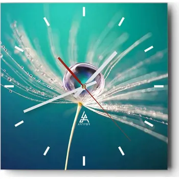 Hodiny Nástěnné hodiny do kuchyně 30x30 Pampeliška Stylové hodiny na skle Loft Tiché