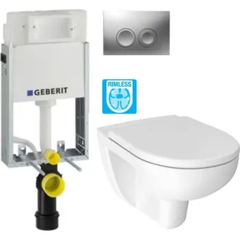 WC sada GEBERIT KOMBIFIXBasic vč. matného tlačítka DELTA 25 + WC JIKA LYRA PLUS RIMLESS + SEDÁTKO DURAPLAST 110.100.00.1 21MA LY1