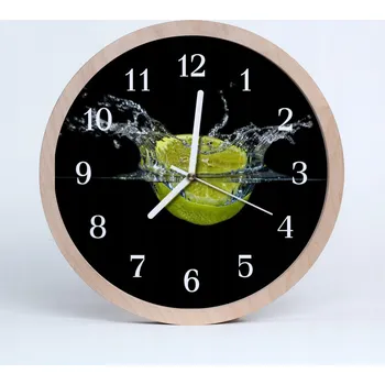 Hodiny Dřevěné nástěnné hodiny Stylový Citron Ovoce 25 cm