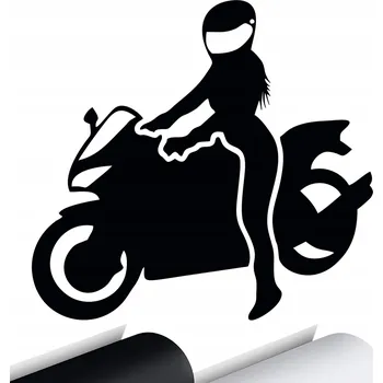 Samolepicí dekorace na vozidlo NÁLEPKA Grafika na auto MOTORKA ŽENA MOTOCYKL MOTORKÁŘI 15x14 cm