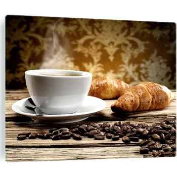 Varná deska Kryt indukční varné desky z tvrzeného skla, croissant káva šálek