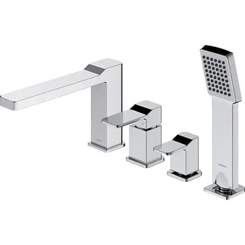 Vodovodní baterie Dvouúchytová vanová baterie na okraj vany Omnires Slide stříbrná