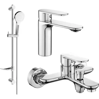 Vodovodní baterie MEXEN/S - Milo DF05 SET umyvadlová a vanová baterie s příslušenstvím, chrom 71303DF05-00