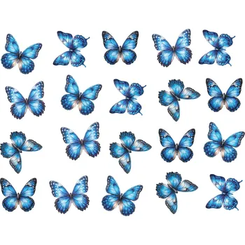 Samolepící dekorace Motýlci na zeď modrá 20 ks samolepící dekorace na zeď 20 ks šíře 4 cm