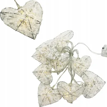 Obraz LED Girlanda Stříbrná Srdce Valentýnská Dekorace 175cm Srdíčka