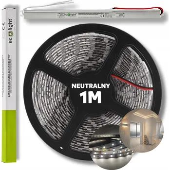 LED osvětlení SADA 1m LED pásek SMD bílá neutrální s napájecím zdrojem 12V