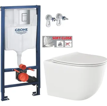 WC sada Grohe Rapid SL pro závěsné WC 38528SET s chromovou deskou + WC INVENA TINOS + SEDÁTKO 38772001 NO1