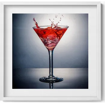 Obraz Nástěnný obraz v bílém rámu dekorace interiéru Sklenice martini 50x50 cm