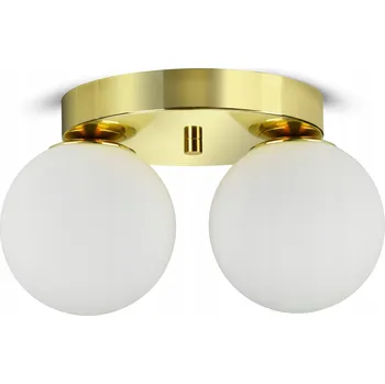 Stropní Svítidlo Lustr Stropní Svítidlo Zlatá Skleněná Bílá Kule Glass E2 LED G9