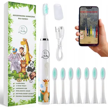 Elektrický zubní kartáček Kartáček zubní kartáček Heelly modrý s 8 nástavci