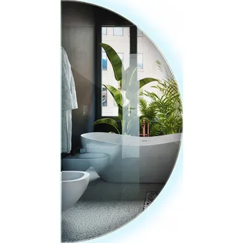 Zrcadlo Zrcadlo Závěsné LED na Zeď do Ložnice Půlkruhové Minimalistické 100cm Velké