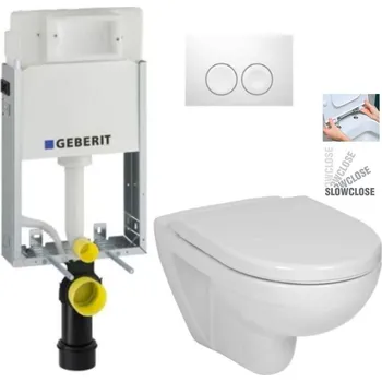 WC sada GEBERIT KOMBIFIXBasic vč. bílého tlačítka DELTA 21 + WC JIKA LYRA PLUS + SEDÁTKO DURAPLAST SLOWCLOSE 110.100.00.1 21BI LY5