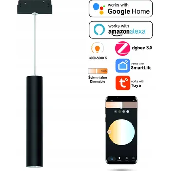 LED závěsné svítidlo Zigbee Tuba Černé 10W pro lišty