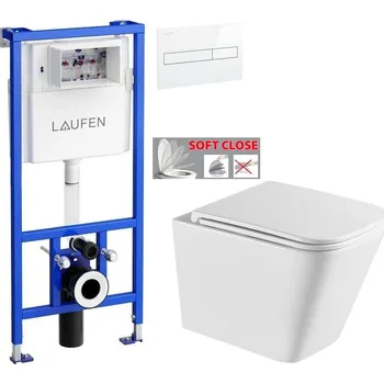 WC sada LAUFEN Rámový podomítkový modul CW1 SET s bílým tlačítkem + WC INVENA FLORINA WITH SOFT, včetně soft/close sedátka H8946600000001BI FL1