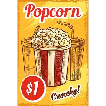 Obraz Cedule Restaurant Menu 3 - Popcorn