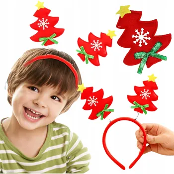 Vánoční dekorace VÁNOČNÍ ČELENKA STROMEČEK NA HLAVU ČERVENÁ Mikuláš MIKULÁŠSKÁ