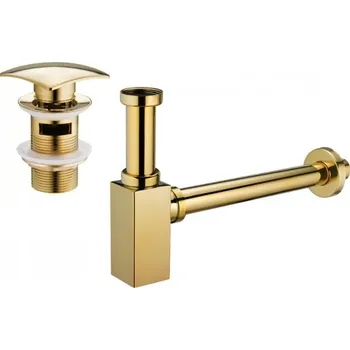 Sifon MEXEN/S - Umyvadlový sifon s výpustí click-clack s přepadem, zlatý 7992660-50