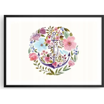 Obraz Plakát v černém rámu do obývacího pokoje ložnice 70x50 kotva moderní obraz