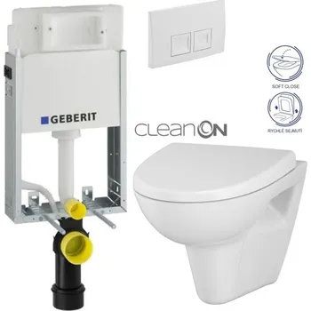 WC sada GEBERIT KOMBIFIXBasic vč. bílého tlačítka DELTA 50 + WC CERSANIT CLEANON PARVA + SEDÁTKO 110.100.00.1 50BI PA1
