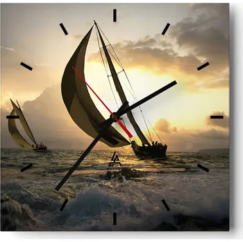 Hodiny Velké nástěnné hodiny 40x40 Krajina Skleněné hodiny Tiché