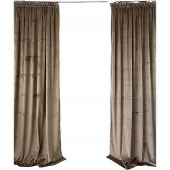 Hotový závěs 140x250, VELUR, tmavě béžová, tunel, žabky, na pásce