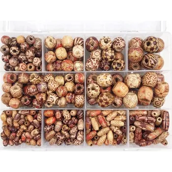 Dětské navlékací korálky Sada Korálky Oválné válečky Dřevěné DIY 448ks