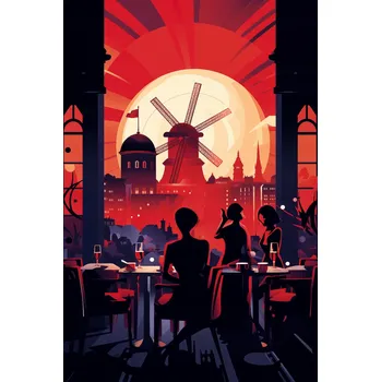 Plakát Plakát Večerní bály u Větrného mlýna bez rámu 61 x 91,5 cm